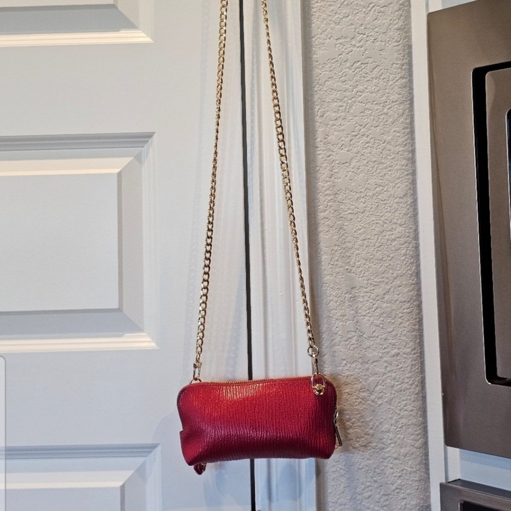 Furla Leather Clutch EUC with Crossbody Chain & Charm added - Picture 10 of 16